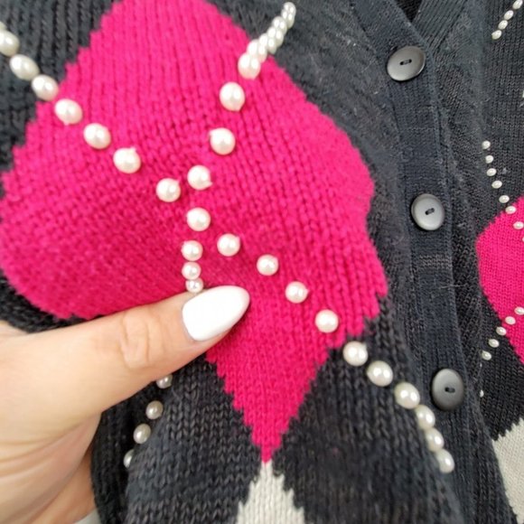 Vintage Argyle Dark Academia Cardigan - Picture 7 of 9